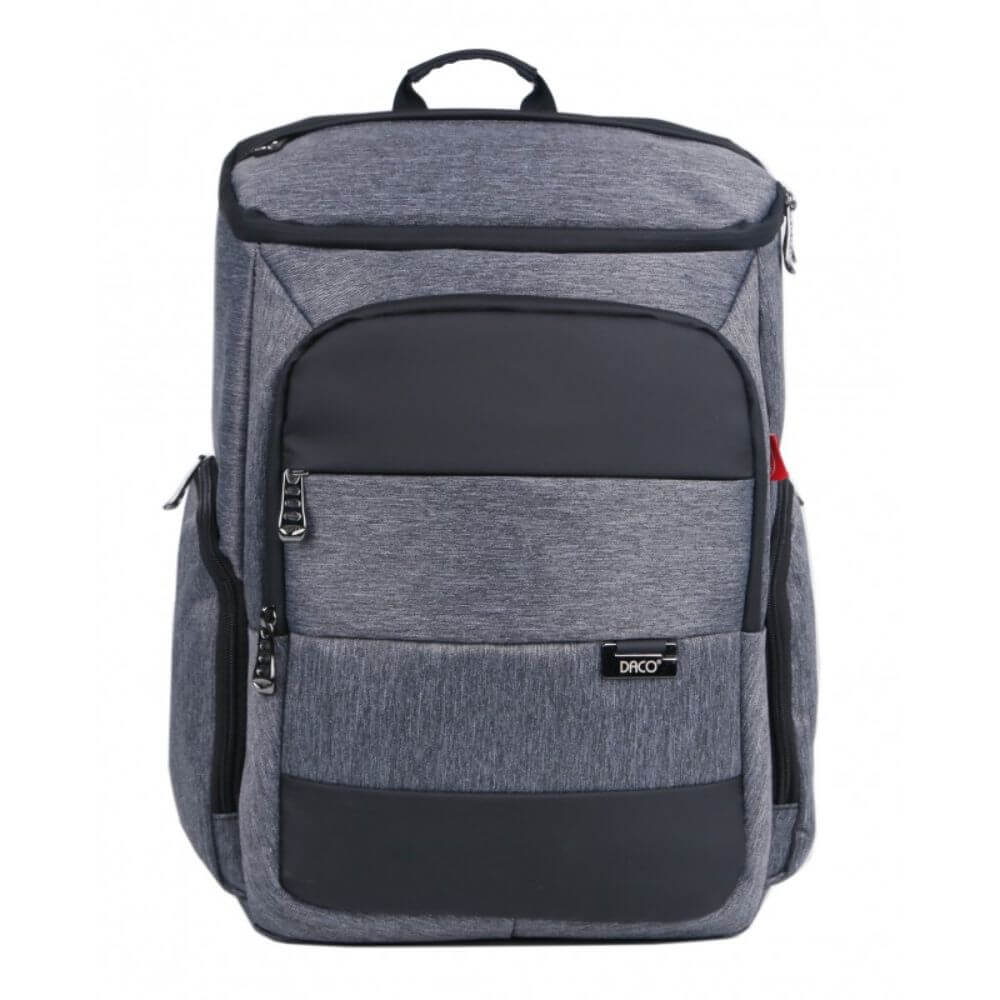 Ghiozdan DACO pentru Adolescenti, 47x34x20 cm, Buzunar Interior cu Protectie pentru Laptop, Bretele Reglabile cu Burete si Plasa, Material Poliester, Culoare Gri/ Negru, Ghiozdan Liceu, Ghiozdan Facultate, Ghiozdane Adolescenti, Ghiozdane DACO