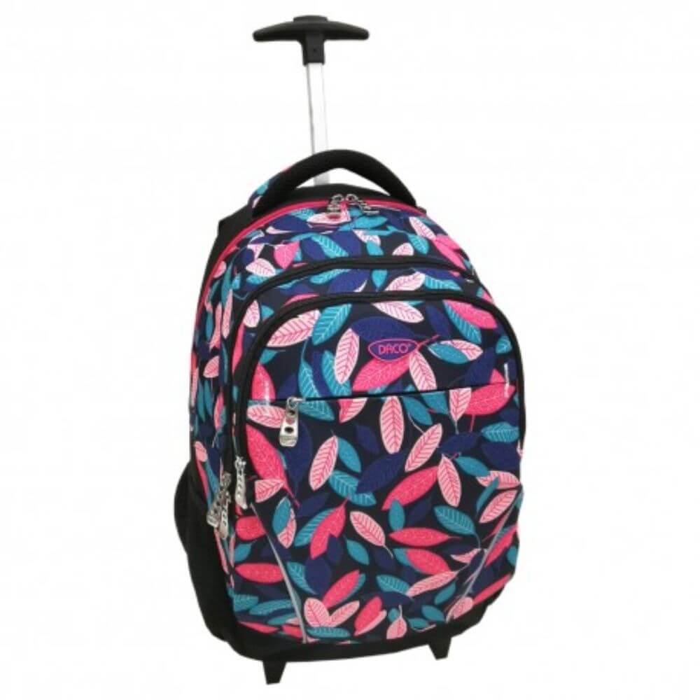 Ghiozdan DACO pentru Scolari cu Maner si Roti, 44.5x18x34 cm, Poliester, Multicolor, Ghiozdan Scolar, Ghiozdan Scolari, Ghiozdane Scoala, Ghiozdan Adolescenti, Ghiozdane Adolescenti, Rucsac Scoala, Ghiozdan Mare