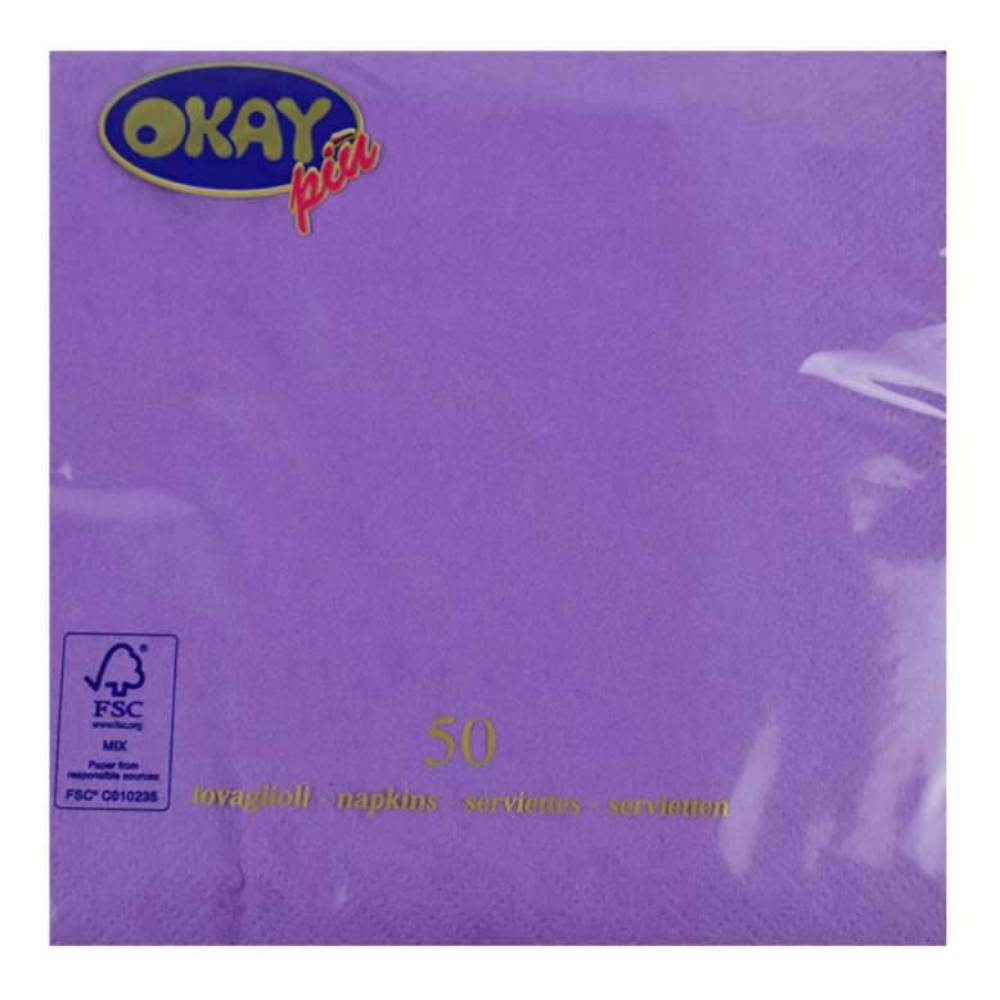Servetele Okay, Culoare Violet, Dimensiune 33x33 cm, 2 Straturi, 50 Foi/Pachet