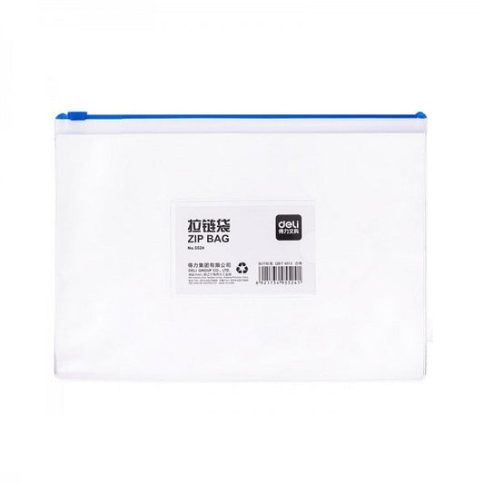 Mapa de Protectie A5 Tip Zip Deli, Buzunar pentru Carti de Vizita, Material PVC, 180 Microni, Albastru, Mapa Protectie Documete cu Fermoar, Mapa Protectie Hartii, Mapa Deli Protectie cu Fermoar, Mapa Protectie Albastra