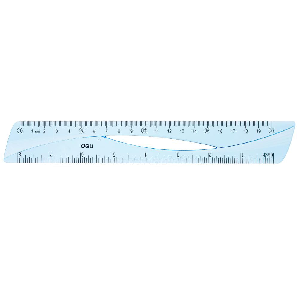 RIGLA 20CM ALBASTRA TRANSPARENTA DELI