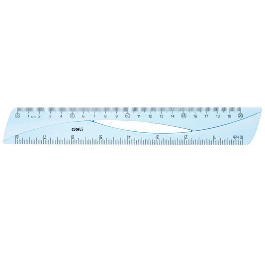 RIGLA 20CM ALBASTRA TRANSPARENTA DELI