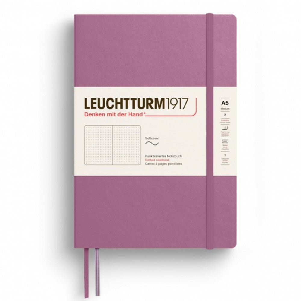 Caiet A5 Punctat Coperta Flexibila Dusty Rose Leuchtturm