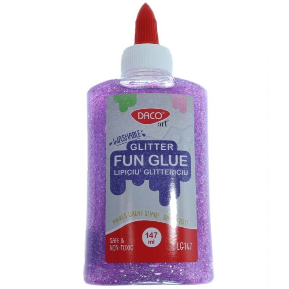 Lipici Lichid Glitter DACO, Model Lipiciu Glittericiu, 147 ml, Diverse Culori, Lipici pentru Slime, Lipici Colorat pentru Slime, Lipici Lichid Slime, Lipici Slime Daco,Lipici cu Sclipici, Lipici Lichid cu Sclipici, Lipici cu Sclipici pentru Slime