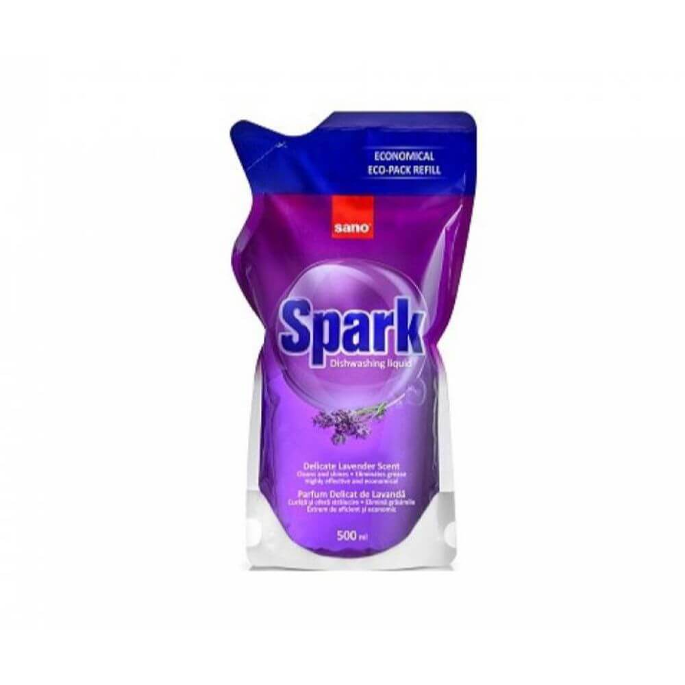 Rezerva Detergent Lichid Vase Sano Spark, 500 ml, Lavanda, Rezerve Lichide Detergenti de Vase Sano Spark, Rezerve Detergenti Lichizi pentru Vase, Sano Detergent Vase, Detergenti pentru Vase Sano, Detergent Vase Spark