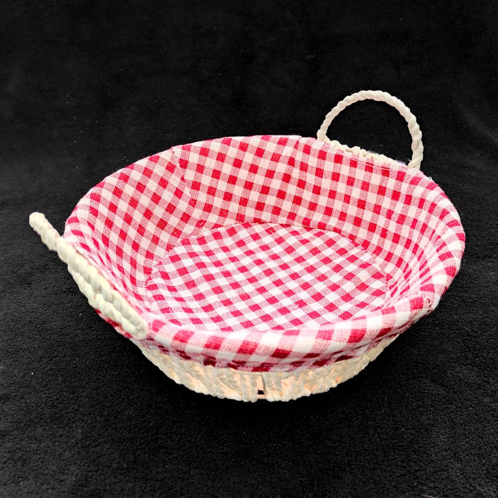 Cos Impletit Rotund Alb, Material Plastic si Metal, Dimensiune 22x8 cm