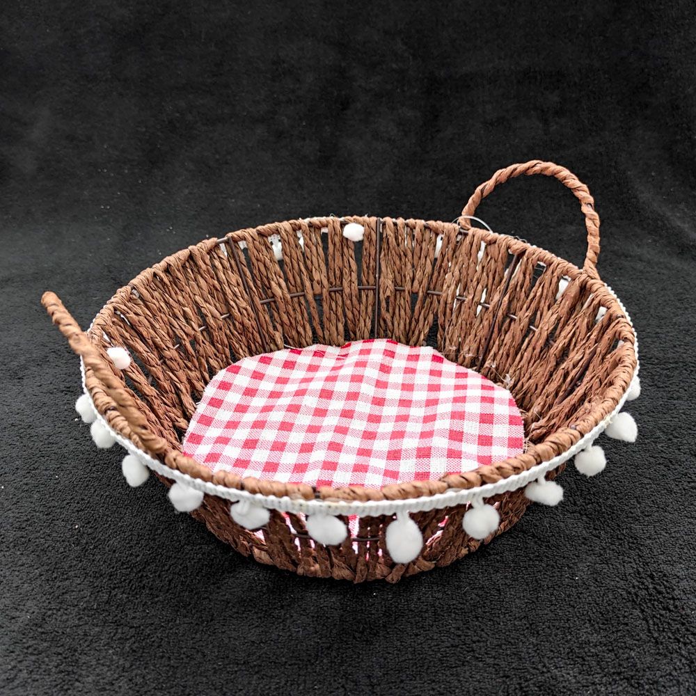 Cos Impletit Rotund Maro, Material Plastic si Metal, Dimensiune 22x8 cm
