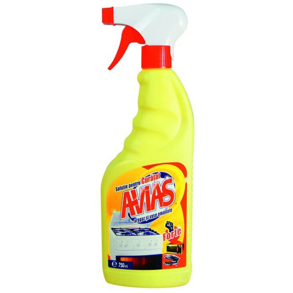 Solutie Spray AVIAS pentru Aragaz si Vase Emailate, 750 ml, Solutie Spray pentru Aragaz si Cuptor, Detergent pentru Aragaz si Plita, Solutie Detergent Plita si Aragaz, Solutie pentru Plita si Cuptor, Solutii si Produse de Curatenie Cuptor si Aragaz