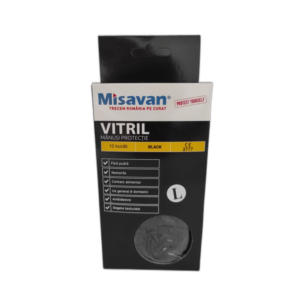 Manusi de Protectie Vitril, 10 Buc/Set, Culoare Negru, Marimea L