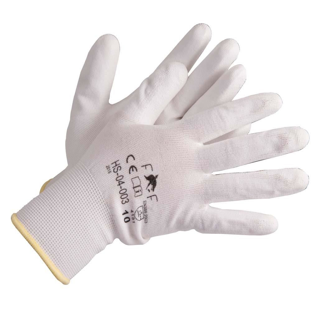 Manusi de Protectie PROTEK Bunting Albe ECO, Marimea 10, cu Poliuretan in Palma, Material Tricot din Nylon, Manusi Protectia Muncii, Manusi cu Poliuretan, Manusi din Nylon, Manusi Gradinarit, Manusi Agricultura