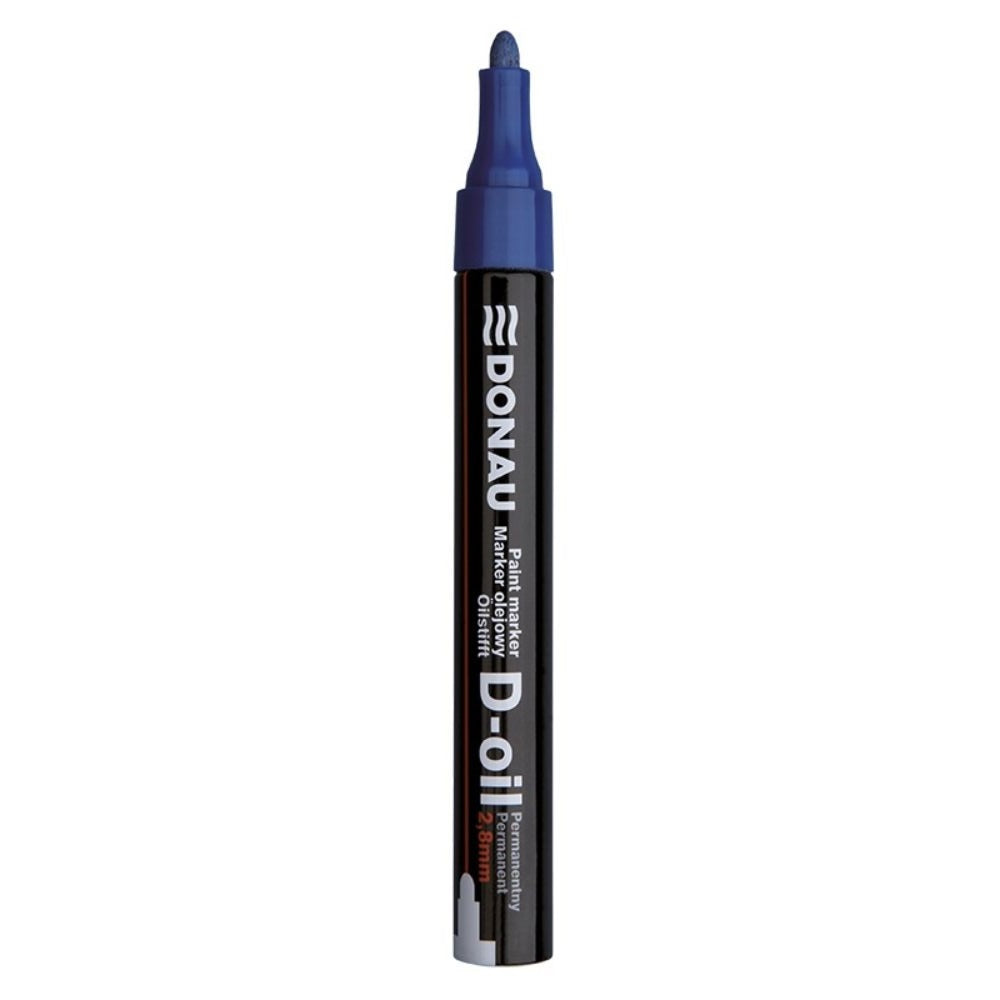 Marker Permanent pe Baza de Ulei, Varf Rotund, Scriere 2.8 mm, Culoare Albastra, Marker Colorat, Marker pentru Birou