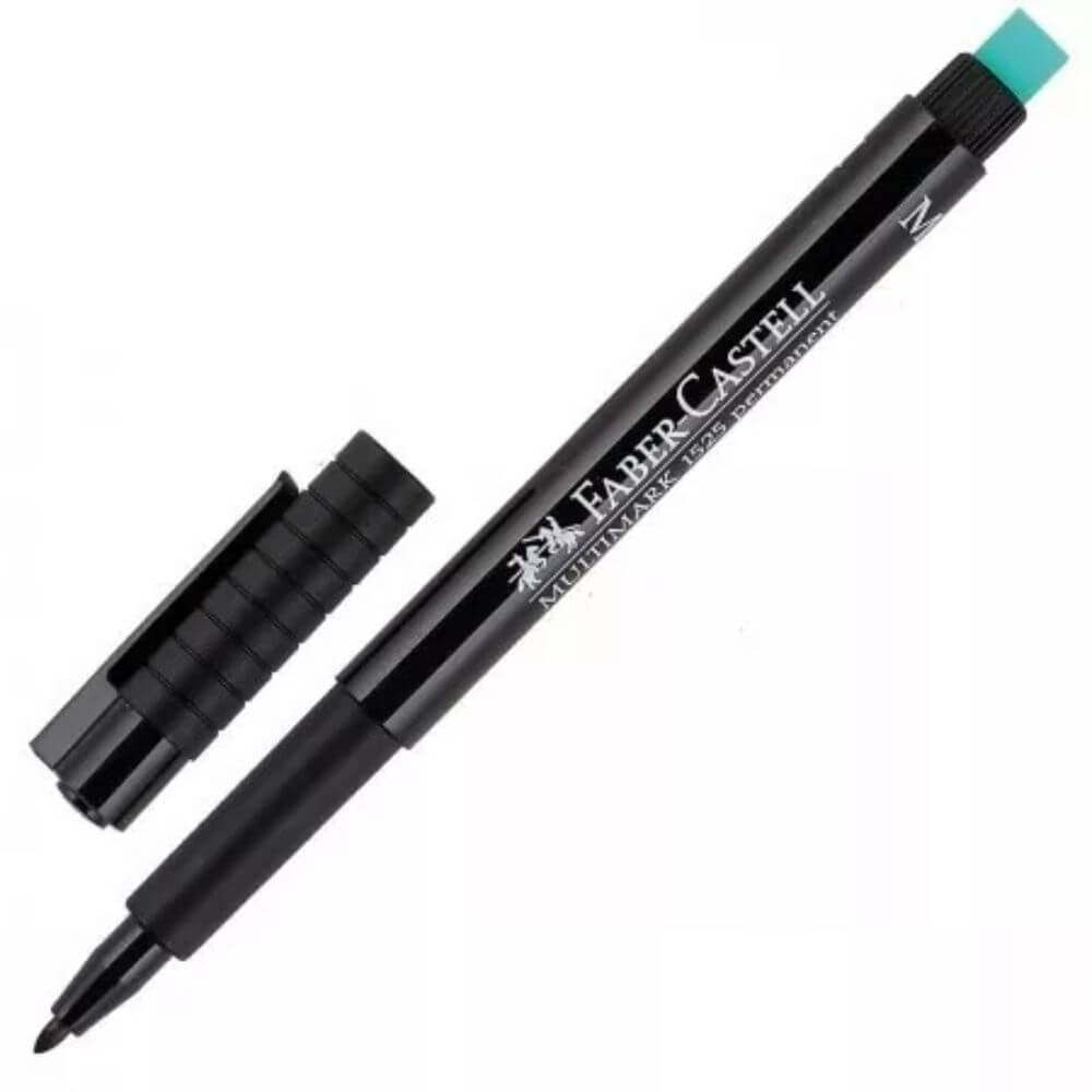 Marker Negru Permanent cu Radiera Faber-Castell Multimark, Varf M, Markere Permanente CD Faber Castell, Marker cu Radiera, Marker Personalizare Obiecte Sticla si Plastic, Markere Permanente CD-uri