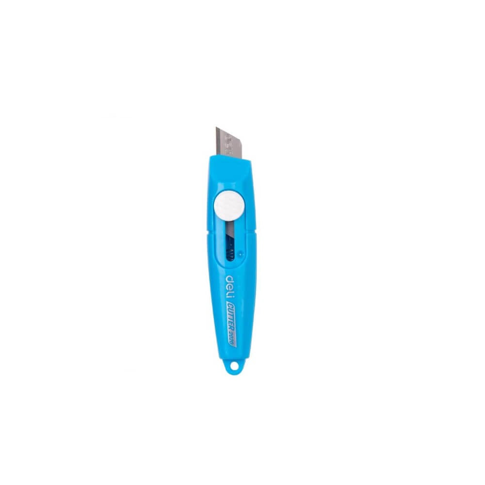 Cutter Mic Portabil cu Sina Deli Mini, Albastru, Cutter Portabil Colorat, Mini Cutter pentru Breloc, Cutter cu Sina Mic, Deli Cutter Colorat