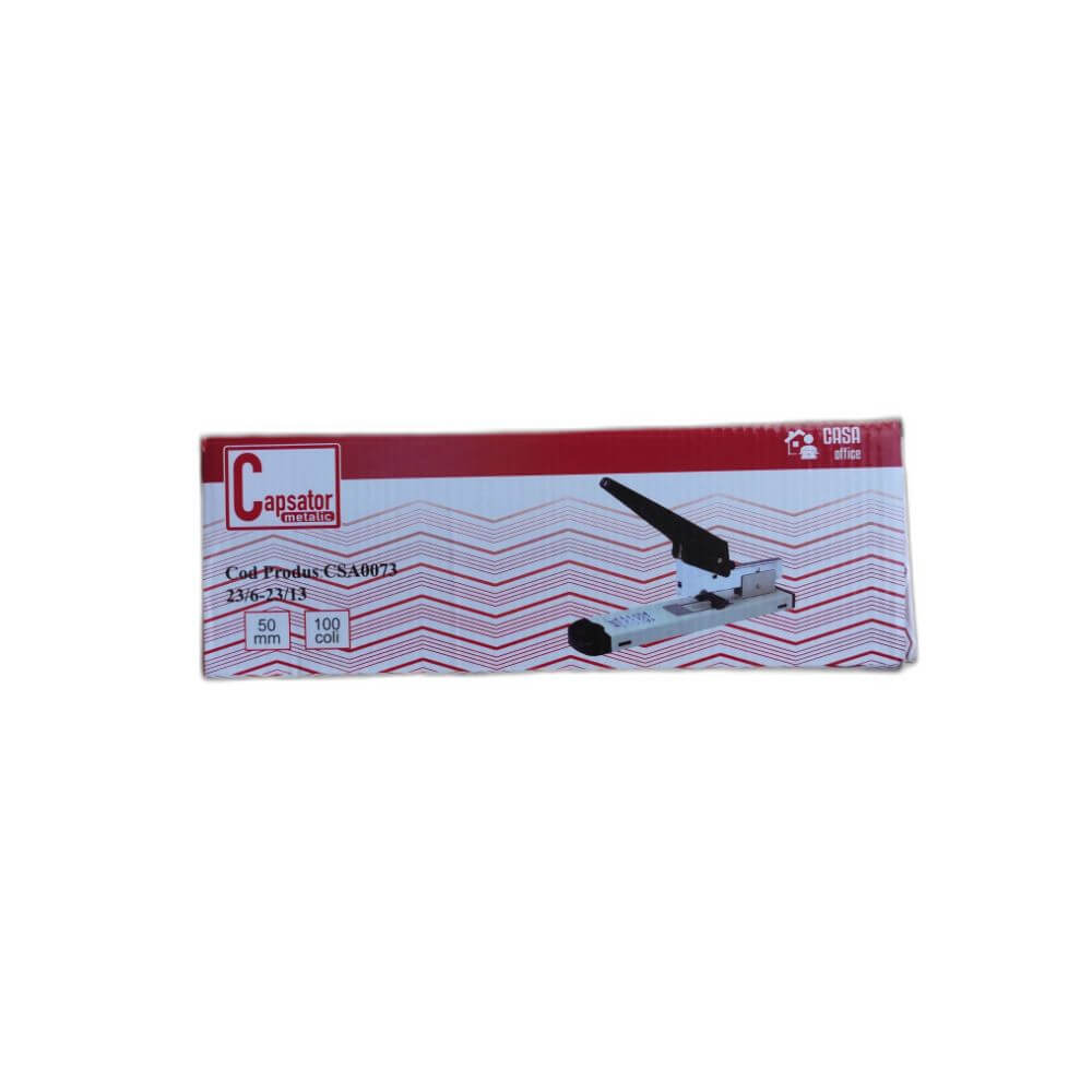 CASA OFFICE Capsator Pentru Hartie, Corp din Plastic/Metal, Capse 23/6-23/13, Capacitate Capsare 100 Coli, Culoare Gri cu Negru