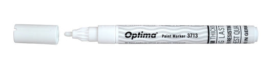 Marker Cu Vopsea Optima Paint 3713, Varf Rotund 2.0mm, Grosime Scriere 1-2mm - Alb