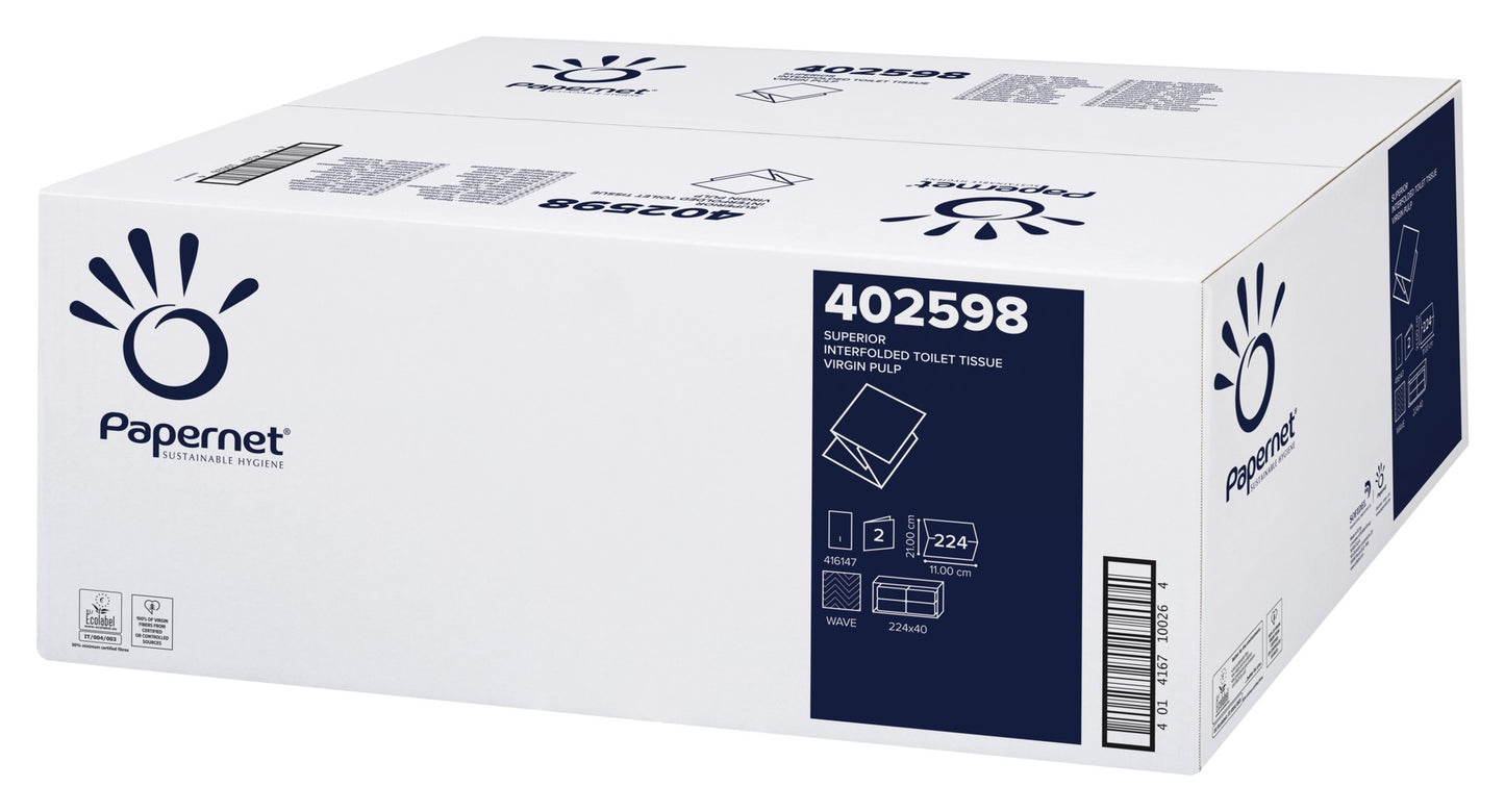 Hartie Igienica Pliata, 2 Straturi, 11x21cm, 224 Foi, 40 Set/bax, Papernet