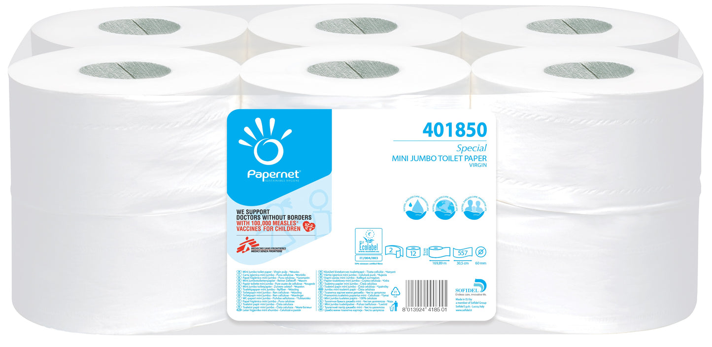Hartie Igienica Mini Jumbo Papernet, 170m, 2 Str, 12 Buc/set