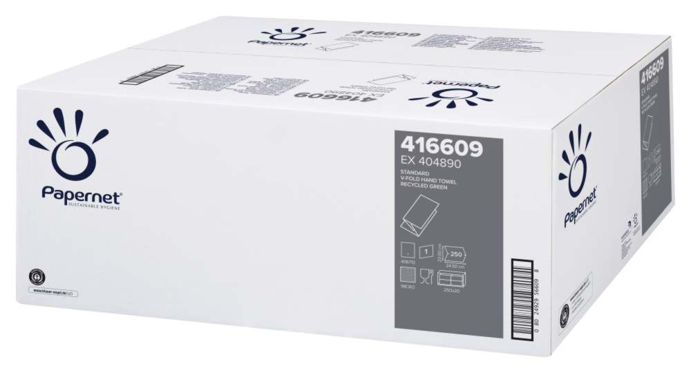 Servetele Pliate V Verzi 1 Strat, 24,5x23cm, 250 Buc/pachet, 20 Pachete/bax, Papernet
