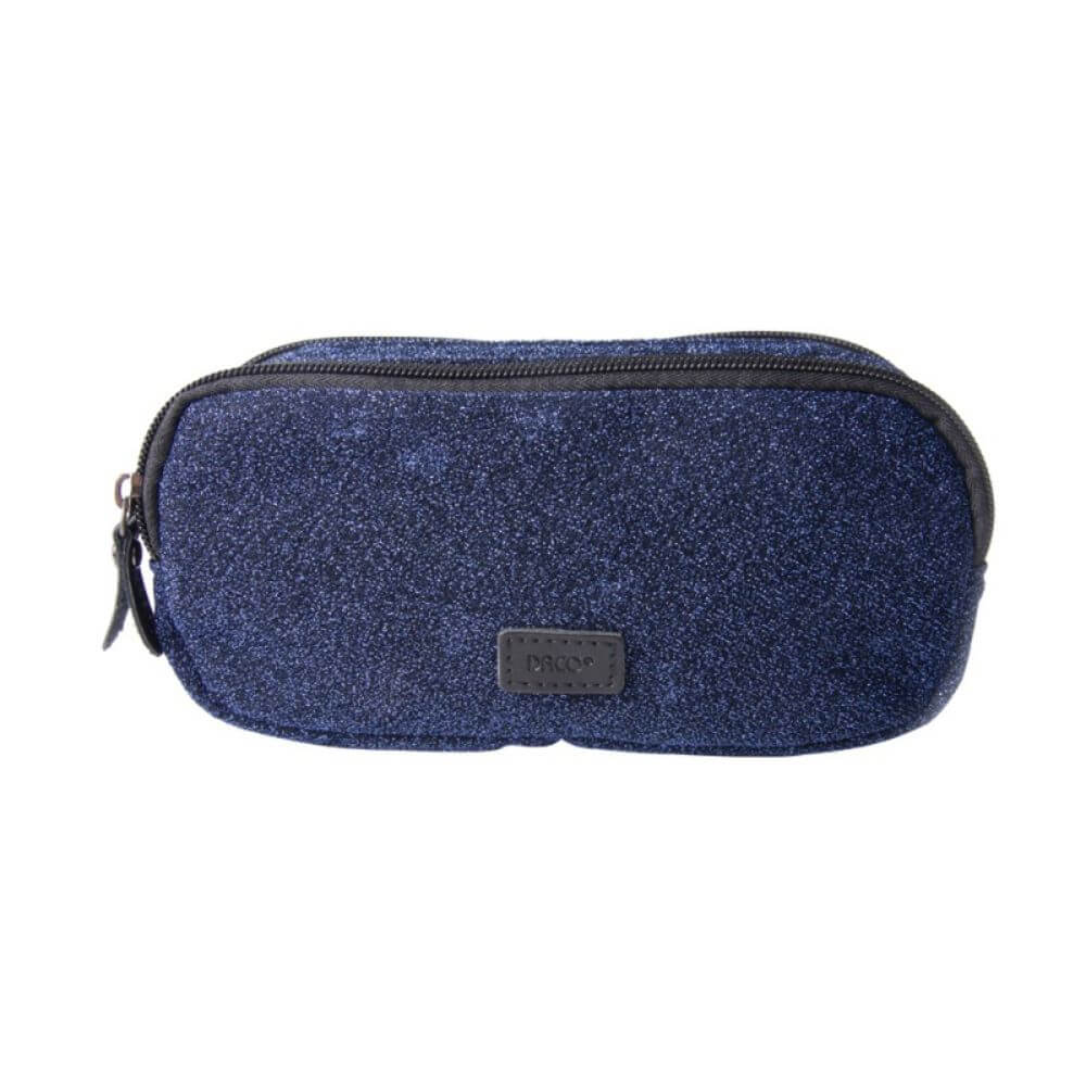 Penar Borseta DACO, 20x10x7, Poliester, Negru/Albastru, Borseta pentru Scoala, Penare Tip Borseta, Penar pentru Fete, Penare cu Fermoar, Penare din Bumbac, Penare de Scoala, Penare Scolare, Penar Scolar, Rechizite Scolare