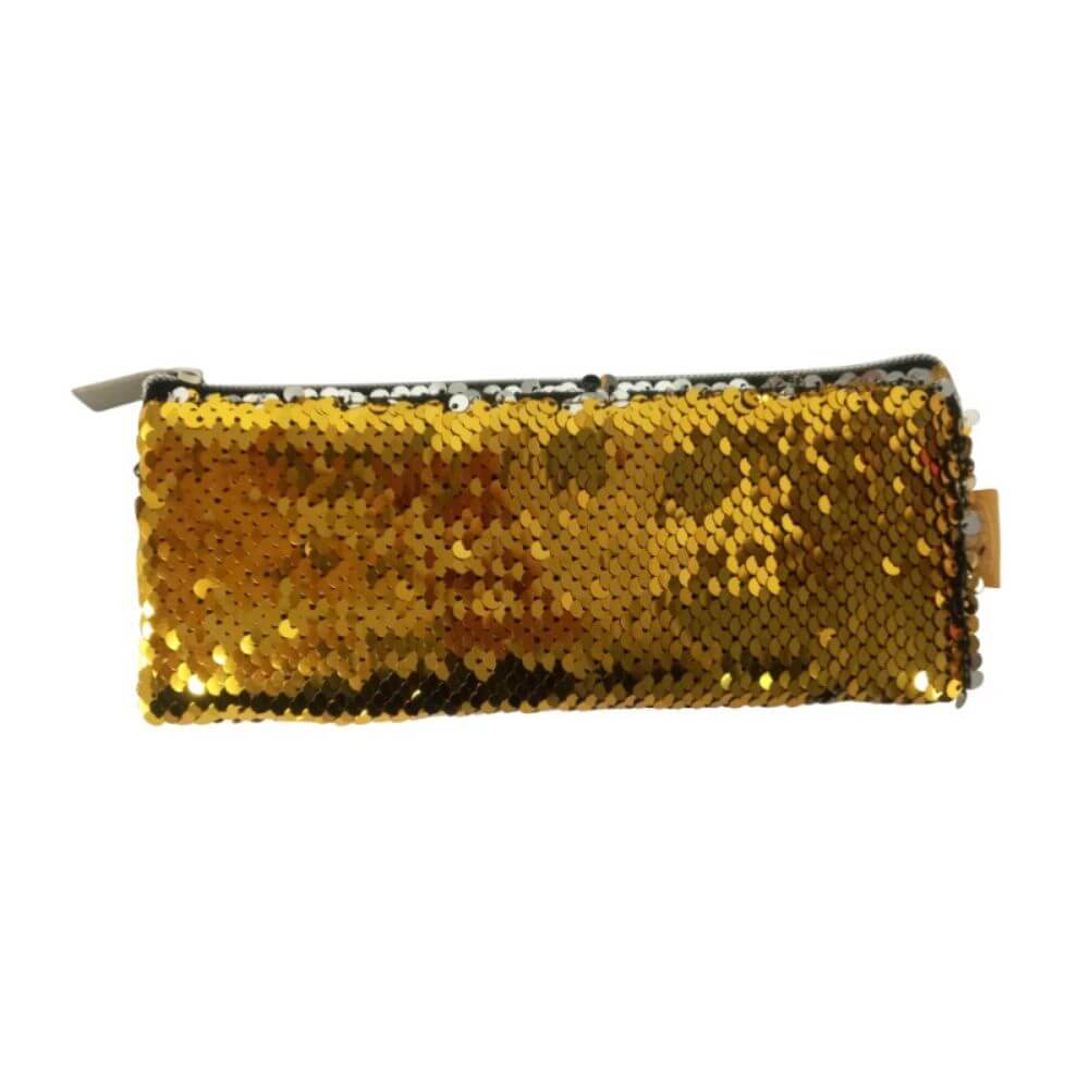 Penar Borseta cu Paiete DACO, 22.5x8.5 cm, Auriu, Borseta pentru Scoala, Trusa Cosmetice, Penare Tip Borseta, Penar pentru Fete, Penare cu Fermoar, Penare cu Paiete, Penare de Scoala, Penare Scolare, Penar Scolar, Rechizite Scolare