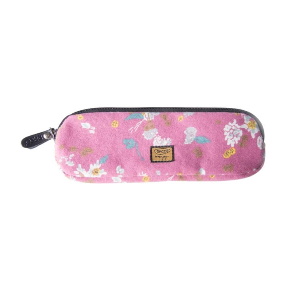 Penar Borseta DACO, 21.5x7x2 cm, Model Floricele, Roz, Bumbac, Borseta pentru Scoala, Penare Tip Borseta, Penar pentru Fete, Penare cu Fermoar, Penare din Bumbac, Penare de Scoala, Penare Scolare, Penar Scolar, Rechizite Scolare