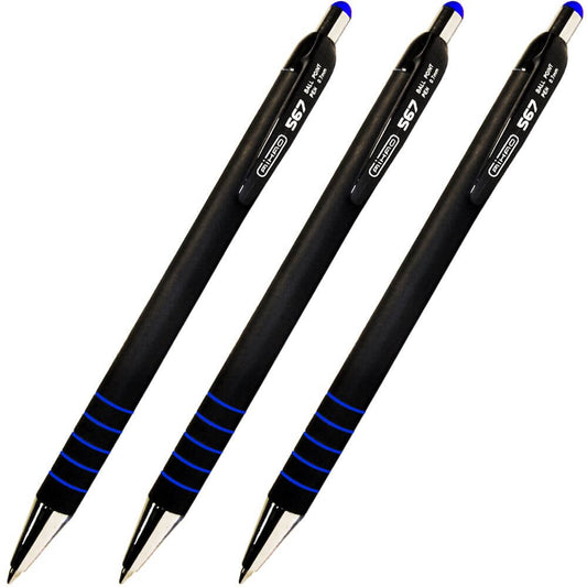 Pixuri AIHAO, 24 Buc/Set, Varf 0.7 mm, Scriere Albastra, Retractabil, Corp Plastic Albastru/Negru, Pixuri AIHAO 567, Pixuri Scoala, Pixuri Albastre, Pix Albastru, Set Pixuri, Set Pixuri Albastre, Set Pixuri Scoala, Pixuri cu Mecanism, Pixuri Colorate