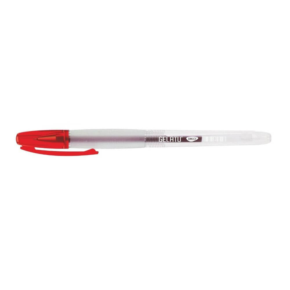 Pix cu Gel DACO Gelatu, Varf 0.7 mm, Corp din Plastic, Mina Rosie, pe Baza de Apa, Pixuri cu Gel, Pixuri Scolari, Pixuri Scoala, Pixuri Scolare, Pix pentru Scoala, Pix Plastic, Pixuri Copii, Pixuri Rosii, Pix cu Gel Rosu