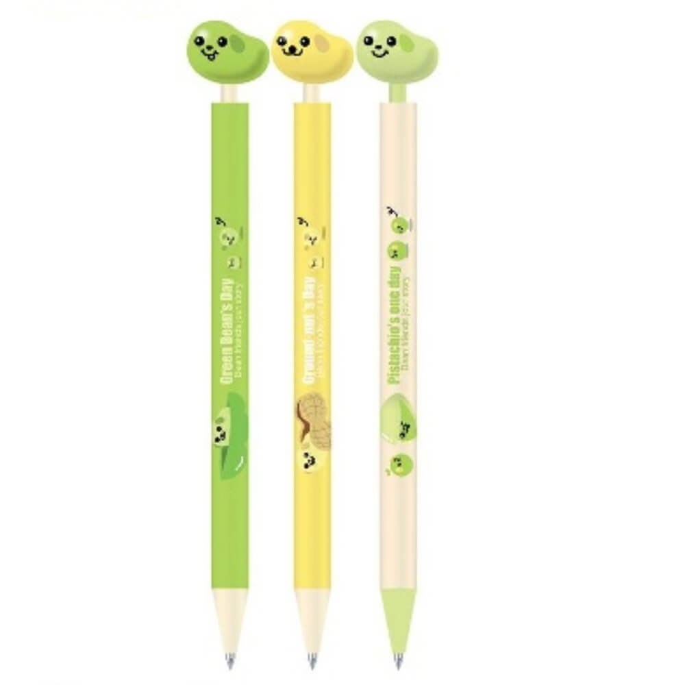 Pix AIHAO, Varf 0.5 mm, Scriere Albastra, Model Green Bean, Retractabil, Corp Plastic Verde/Galben, Pixuri pentru Copii, Pix pentru Copii, Pixuri Scoala, Pixuri Albastre, Pix Albastru, Pixuri cu Mecanism, Pixuri Colorate