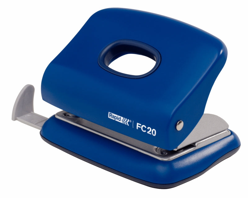 Perforator plastic Rapid FC20, 20 de coli, cutie, albastru