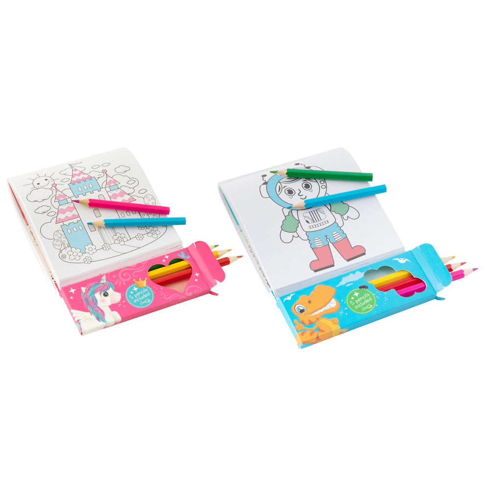 Carte de colorat Creative Craft, 22x11 cm, cu 5 creioane colorate