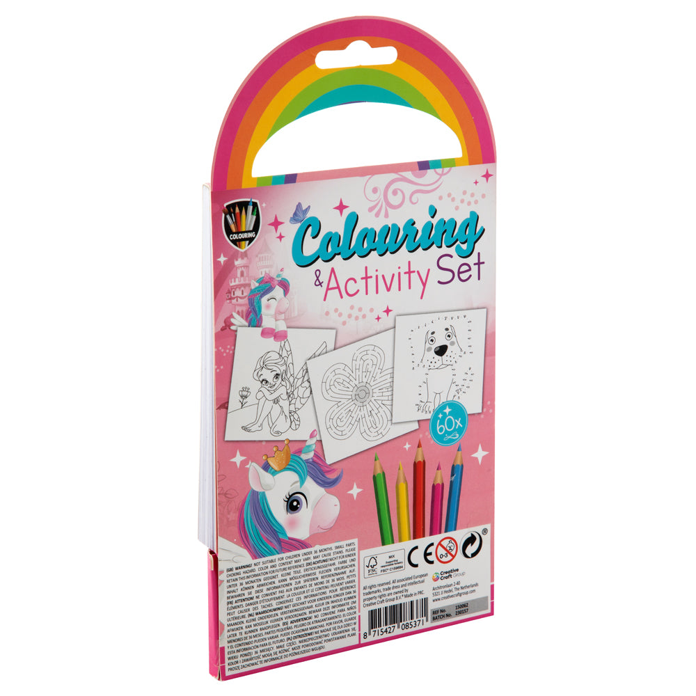 Carte de colorat Creative Craft, 22x11 cm, cu 5 creioane colorate