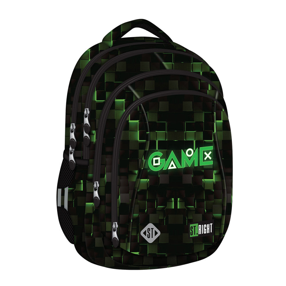 Ghiozdan Scolar Majewski St Right, Bp04, Green Game, 4 Compartimente, 43 X 32 Cm