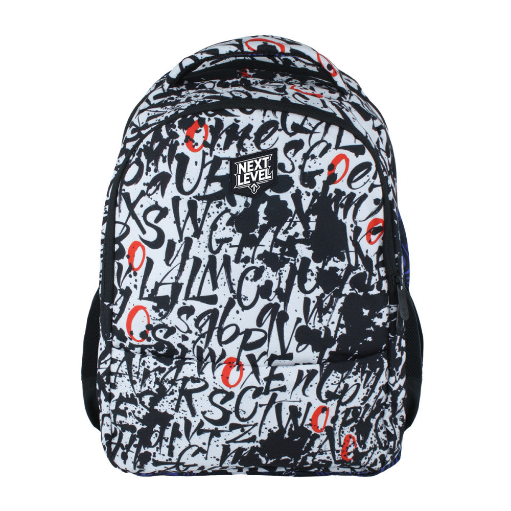 Ghiozdan Next Level, 2 Compartimente, Design Alb Negru, 48x33x20 Cm
