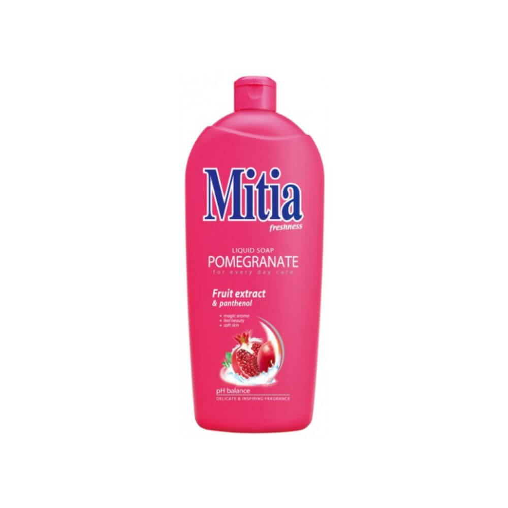 Rezerva Sapun Lichid MITIA Pomegranate, 1L, Extract de Rodie, Bidon Rezerva Sapun Lichid 1L, Rezerve de Sapun Lichid, Rezerve de Sapunuri Lichide, Rezerve Sapun pentru Recipiente cu Pompita, Rezerva Sapun pentru Curatare Maini