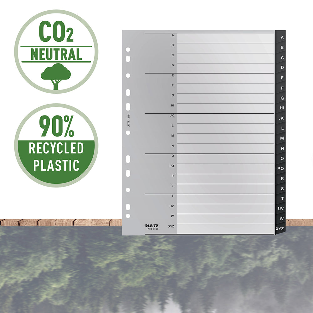 Index Leitz Recycle, PP reciclat, A4 MAXI, A-Z, negru
