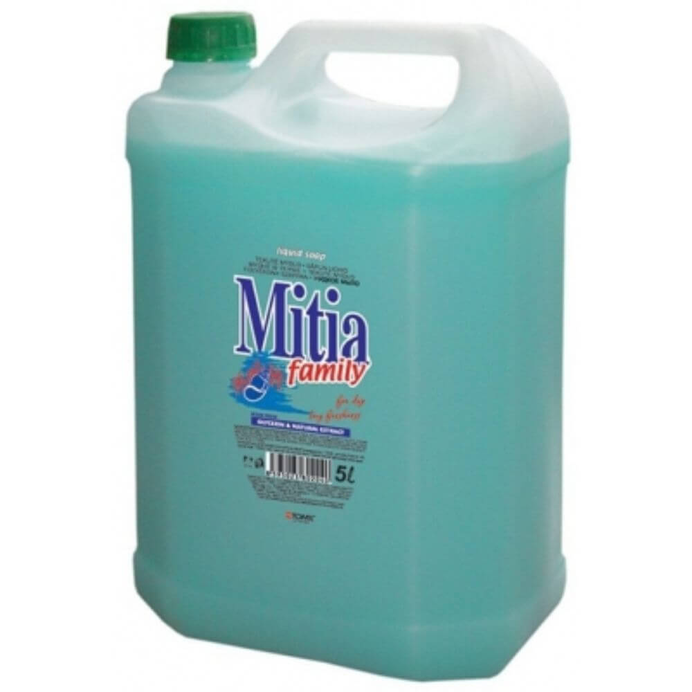 Rezerva Sapun Lichid MITIA Ocean Fresh, 5L, Parfum Marin, Bidon Rezerva Sapun Lichid 5L, Rezerve de Sapun Lichid, Rezerve de Sapunuri Lichide, Rezerve Sapun pentru Recipiente cu Pompita, Rezerva Sapun pentru Curatare Maini