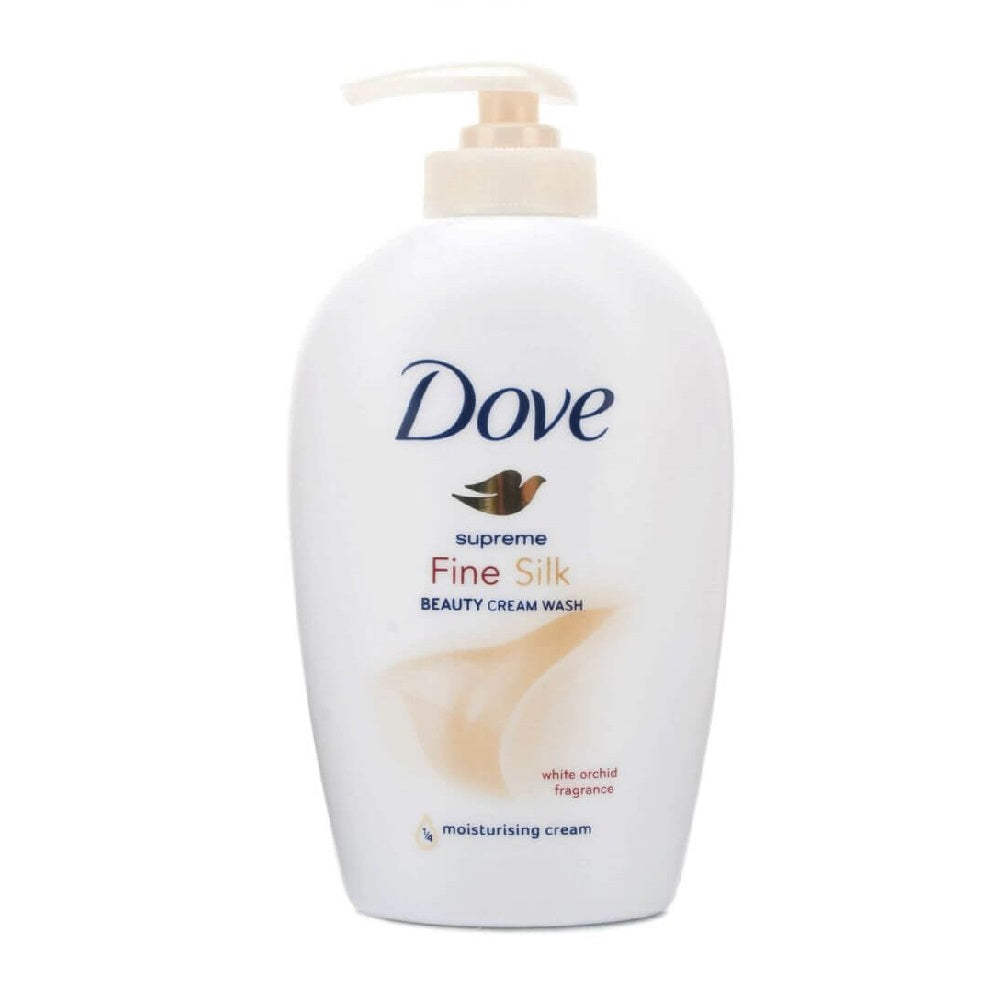 Sapun Lichid DOVE Fine Silk, Cantitate 250 ml, Parfum de Orhidee Albastra, Sapun Lichid pentru Maini, Sapunuri Lichide, Sapun Lichid cu Pompita, Sapun Lichid pentru Maini Uscate, Sapun Lichid Dove, Sapun Crema Lichid Dove