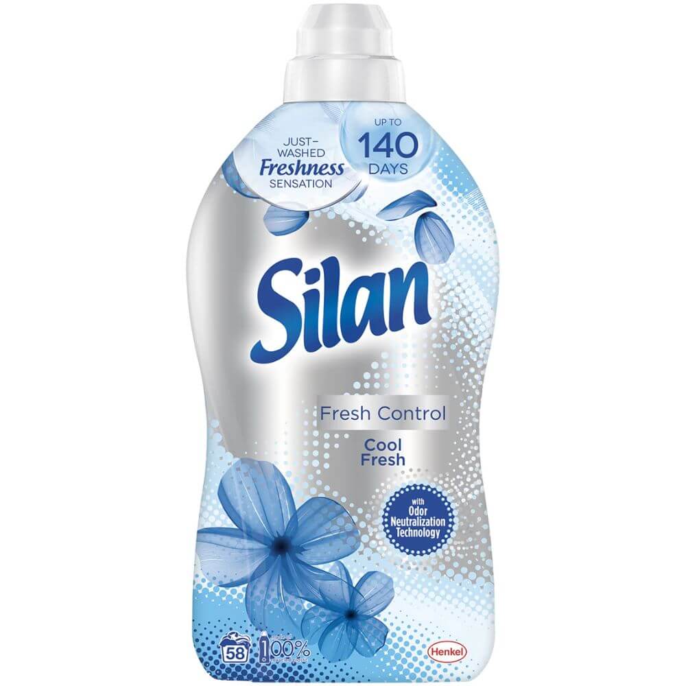 Balsam Rufe Silan Fresh Control Cool Fresh, 1.45L, 58 Spalari, Parfum Floral, Balsam Silan pentru Rufe, Balsam de Rufe cu Miros Floral, Balsamuri de Rufe Silan, Silan Detergenti si Balsamuri de Rufe