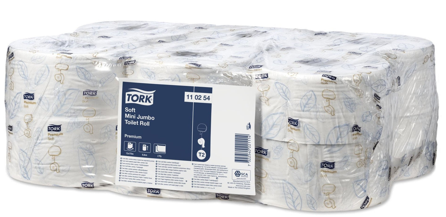 Hartie Igienica Tork Premium Soft Mini Jumbo, 2 Straturi, 9.7cm X 170m, 12 Role/bax - Alba