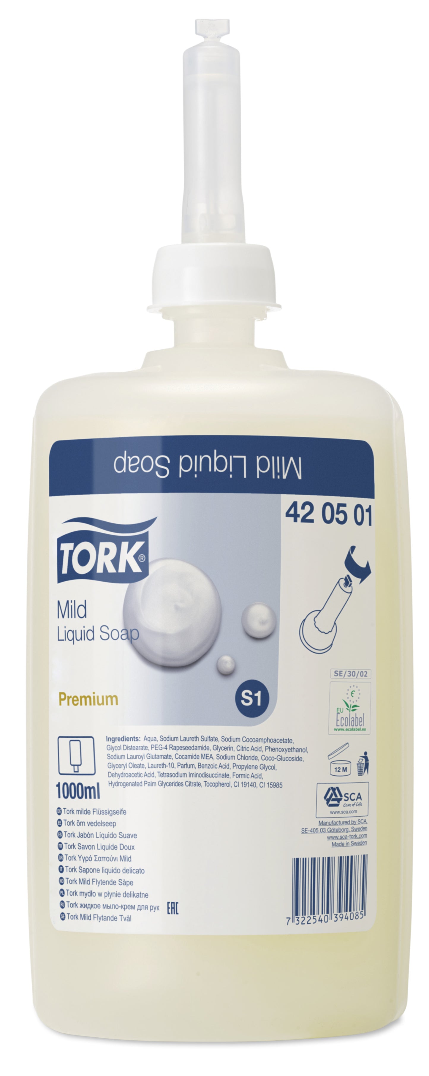Rezerva Sapun Lichid Tork Premium Mild, 1000ml, Pentru Spalat Pe Maini