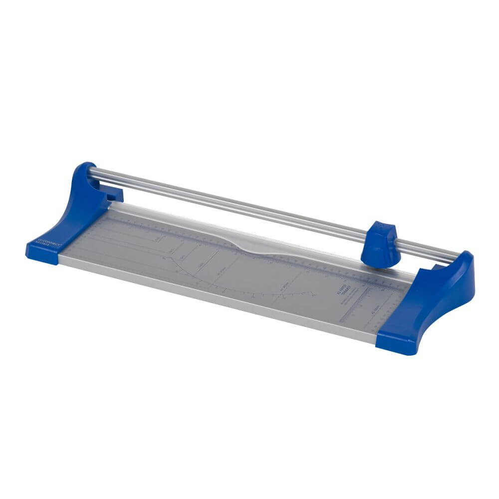 Trimmer Rotativ A3 Q-CONNECT, Capacitate 8 Coli, 465x215x90 mm, Lungime Taiere 46 cm, Culoare Gri/Albastru, Trimmmere A3, Tehnica de Birou, Trimmere pentru Ecusoane si Etichete, Trimmer pentru Hartie,Trimmere pentru Hartie si Carton