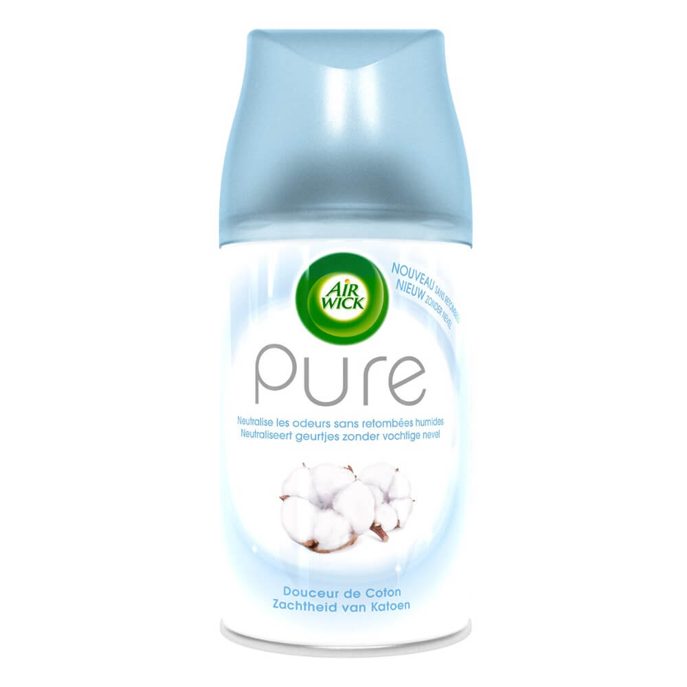 Rezerva Spray Odorizant AIR WICK Freshmatic Pure, Soft Cotton, 250 ml, Parfum Floral, Spray tip Aerosol, Odorizant Camera, Spray de Camera, Spray Odorizant, Rezerva Spray de Camera, Spray Odorizant Parfumat
