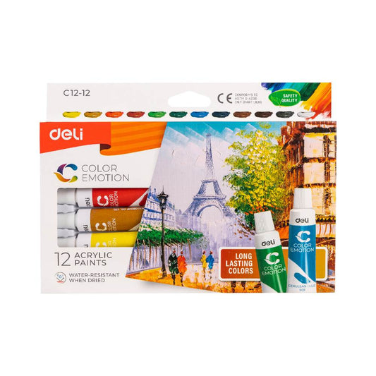 Set 12 Culori Acrilice Deli Color Emotion, 12 Ml, Vopsea Acrilica, Acuarele Pictura, Acuarele La Tub, Acuarela Acrilica, Culori Acrilice, Tub Culori Acrilice, Vopsele Acrilice, Culori Acrilice Pictura, Tub Acrilice, Culori Acrilice 12 Culori