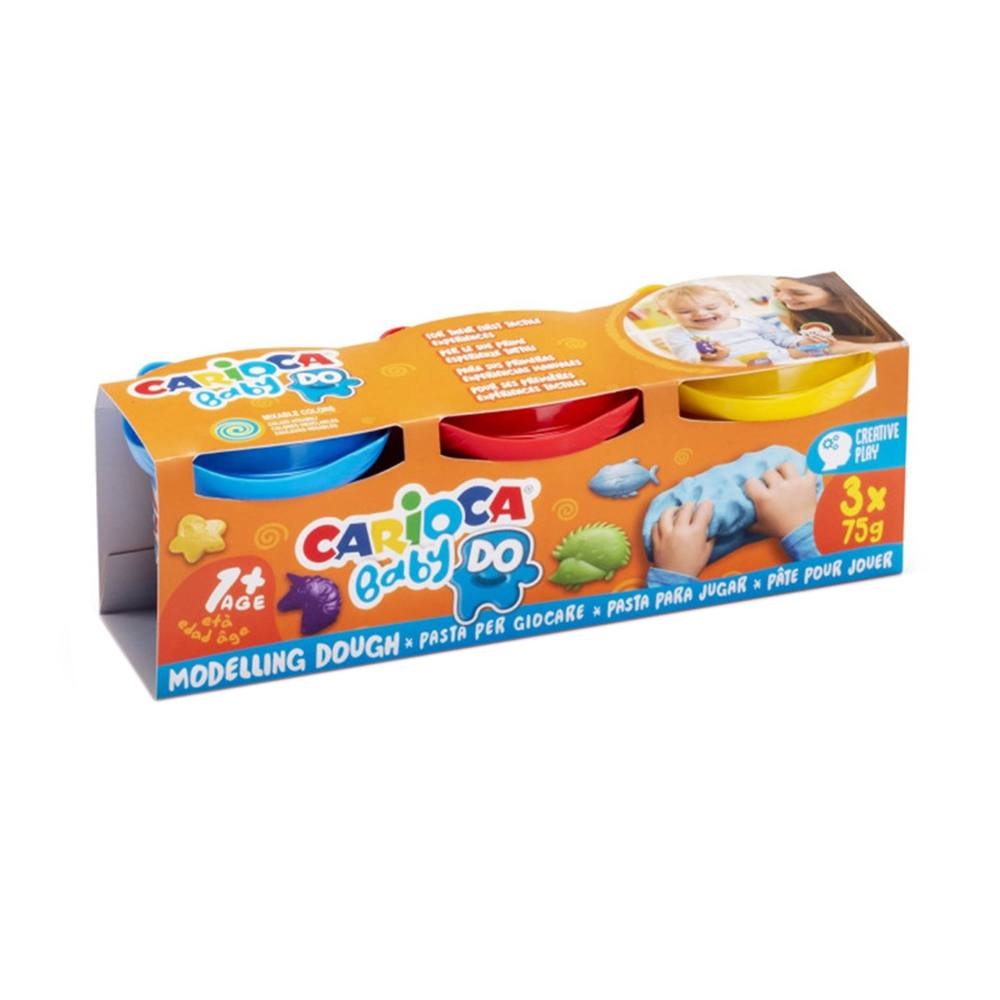 Plastilina Usoara pentru Modelat Carioca Baby, 3 Culori, 225 g, 3 Tuburi de 75 g, Plastic, Plastilina Scoala, Plastilina Gradinita, Plastilina Modelare, Plastilina Modelat, Plastilina pentru Copii, Plastilina Ambalata, Plastilina Carioca