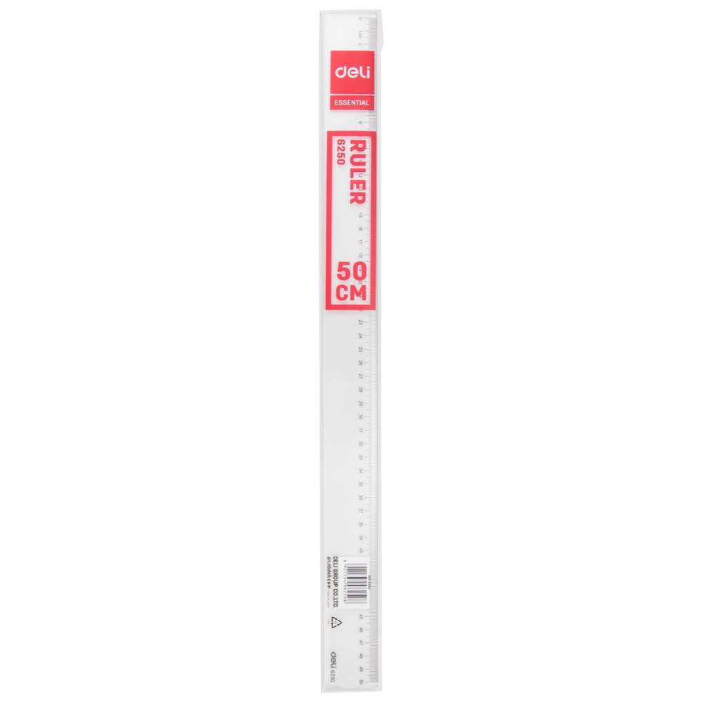Rigla Transparenta Deli, 50 Cm, Plastic, Incolora, Rigla Din Plastic, Rigle Din Plastic, Liniar Din Plastic, Liniar Plastic, Rigle Plastic, Rigle Matematica, Rigla 50 Cm, Liniar 50 Cm, Liniar Matematica, Liniar Scoala, Rigla Scoala, Rigla Transparenta