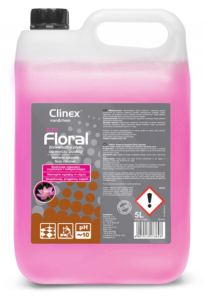Clinex Floral Blush, 5 Litri, Detergent Lichid Pentru Curatarea Pardoselilor