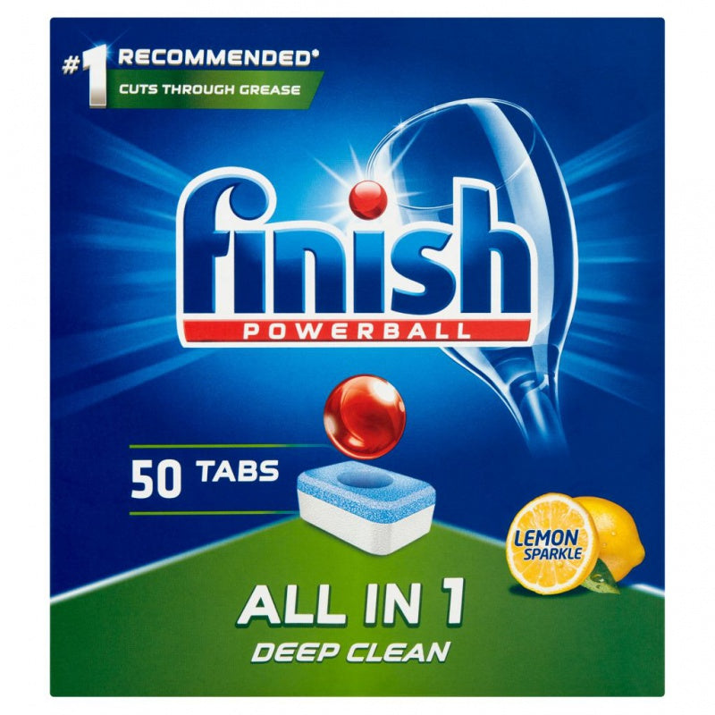 Finish All-in-one Powerball Lemon, Tablete Detergent Pentru Masina De Spalat Vase, 50buc/cutie