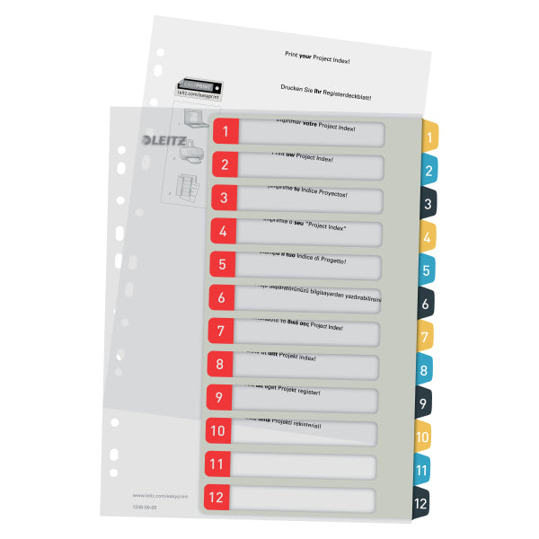 Index Leitz Cosy, Imprimabil, Pp, A4, 1-12, Multicolor