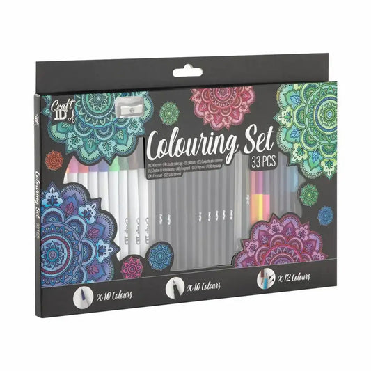 Set creativ 10markere 10finelinere 12 creioane colorate
