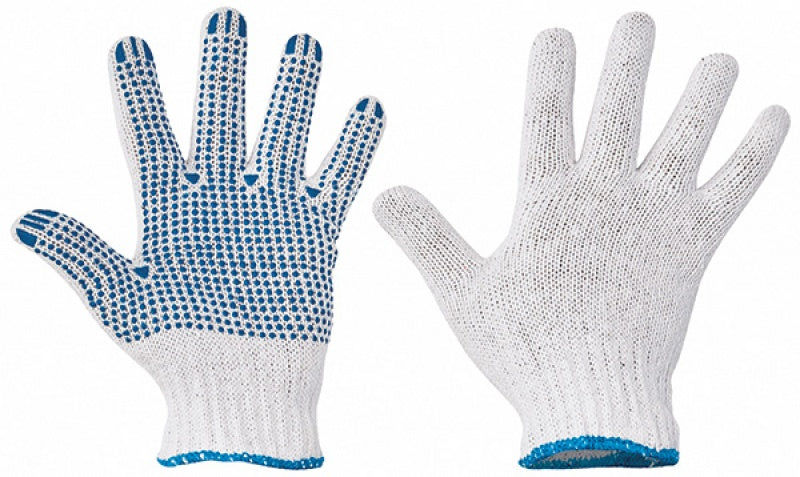 Manusi Protectie Plover, Standard En420, Degete Si Palma Cu Pvc - Marime 9 - Alb Cu Albastru